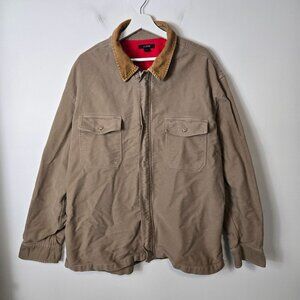 J. Crew VTG Men's Size XXL Barn Chore Coat Full-Zip Flannel Corduroy Collar Tan